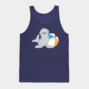 Cute Kawaii Seal with Beach Ball Kid Design Tank Top